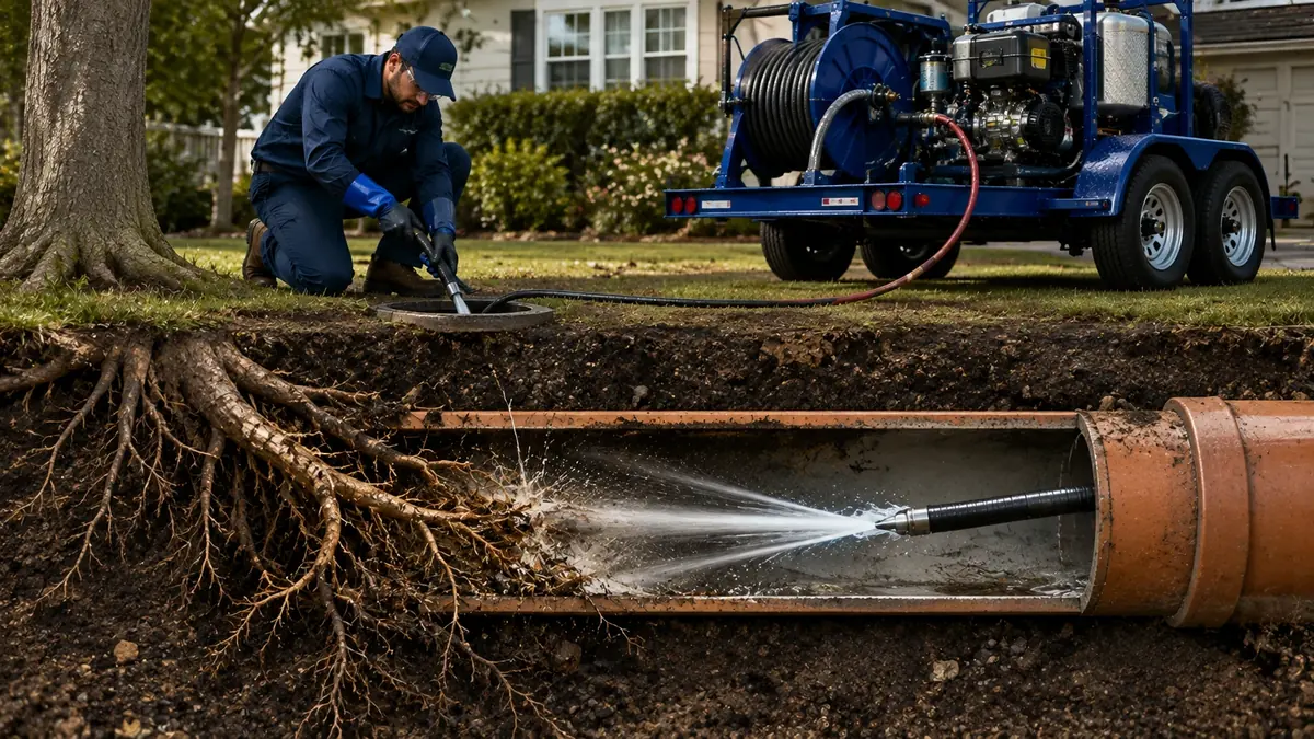 Tree Root Removal with Hydro Jetting in West Hills